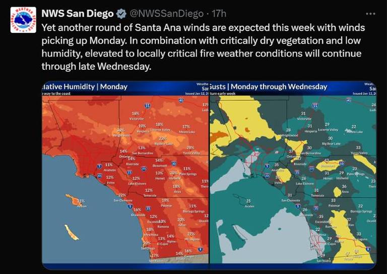 Red Flag Fire Weather Warning Issued For San Diego County
