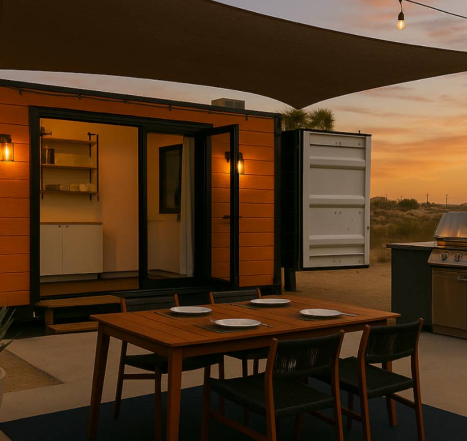 an outdoor kitchen in a glamping spot