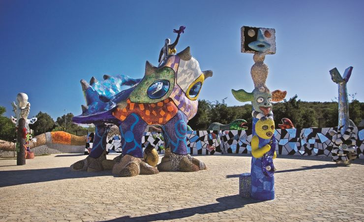 colorful mosaic sculptures