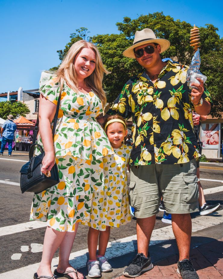 family dressed in lemony outfits at Lemon Festival