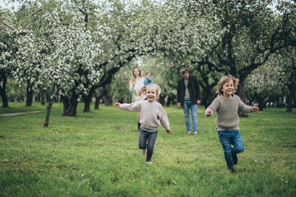 children running in a park