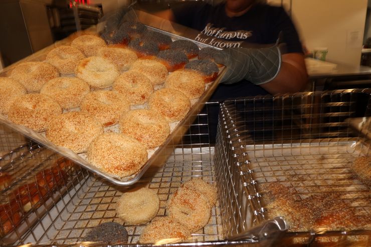 bagels on a tray