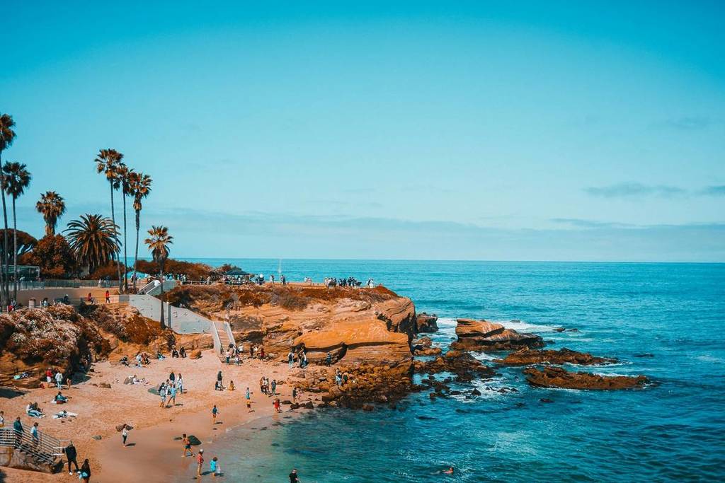 a beach in San Diego seen from above
