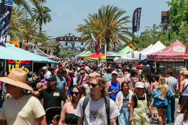 crowd at a strawberry festival in Vista