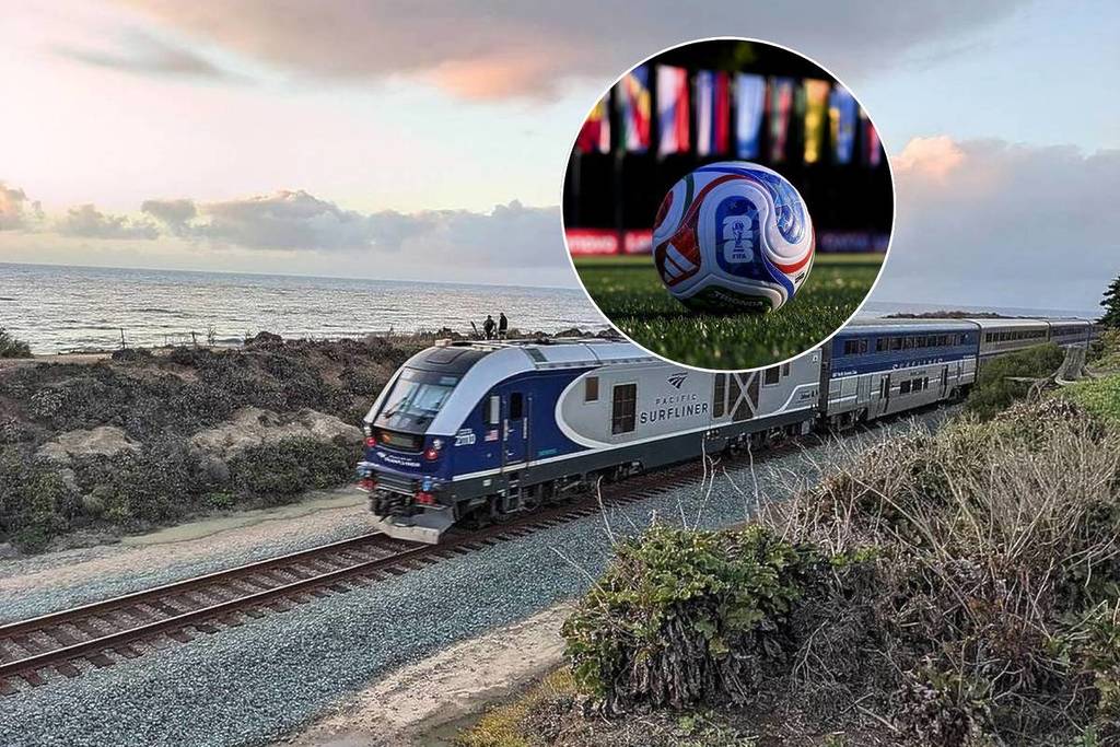 Amtrak Pacific Surfliner; smaller picture of the World Cup ball