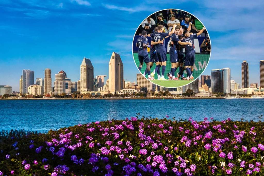 San Diego visto desde el agua y una foto del FC San Diego