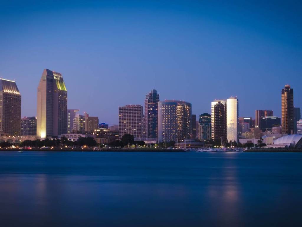 San Diego seen from the water at dawn