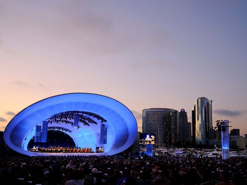 the Rady Shell in San Diego and a concert crowd