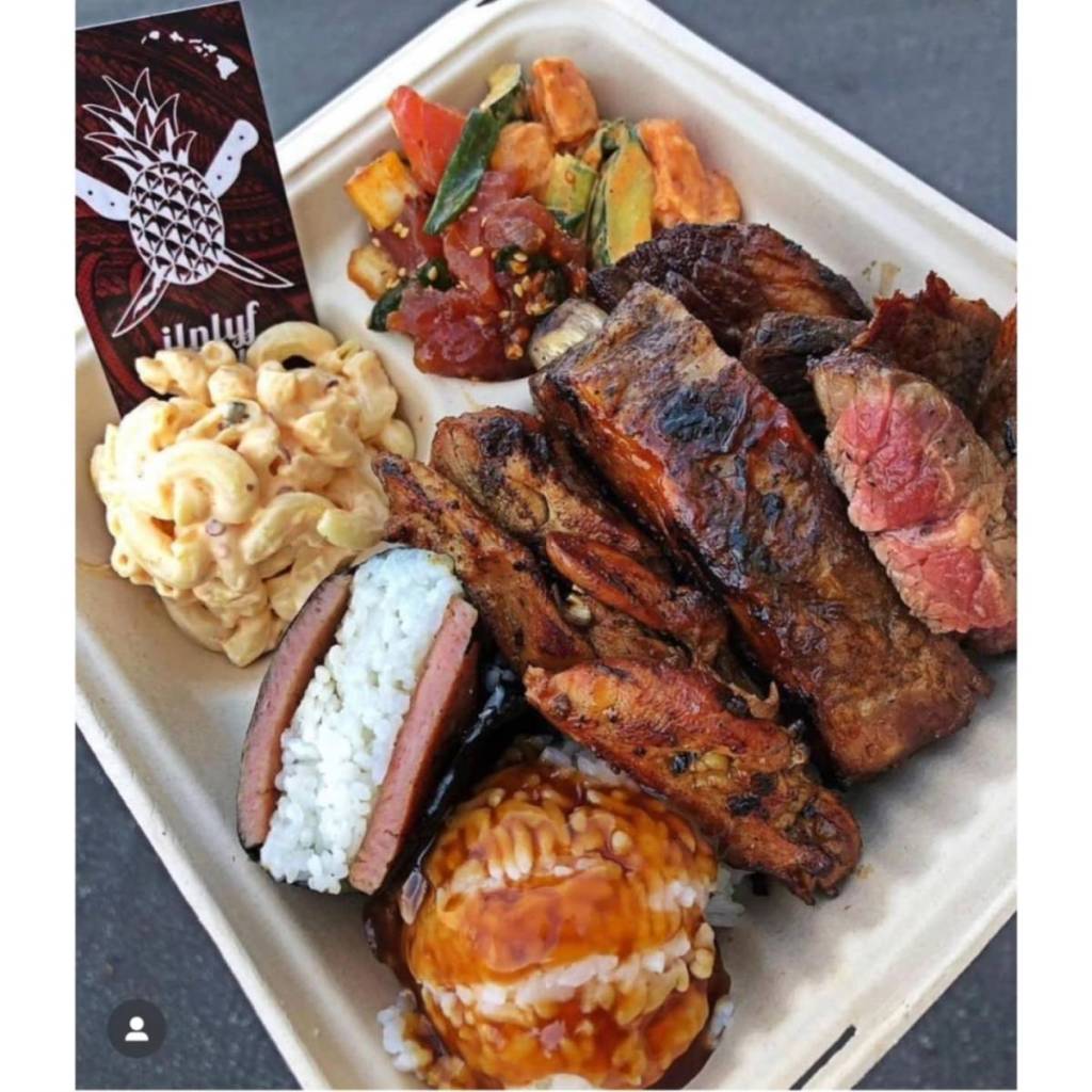 a plate full of Philippino food
