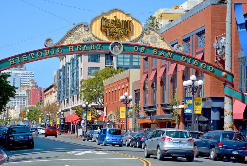 Cartel del barrio de Gaslamp en San Diego