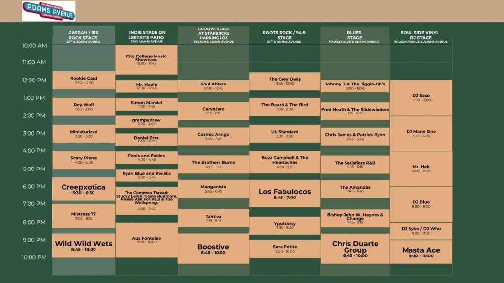 schedule of a music festival