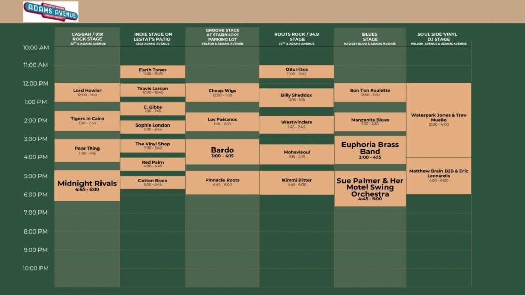 schedule for a music festival