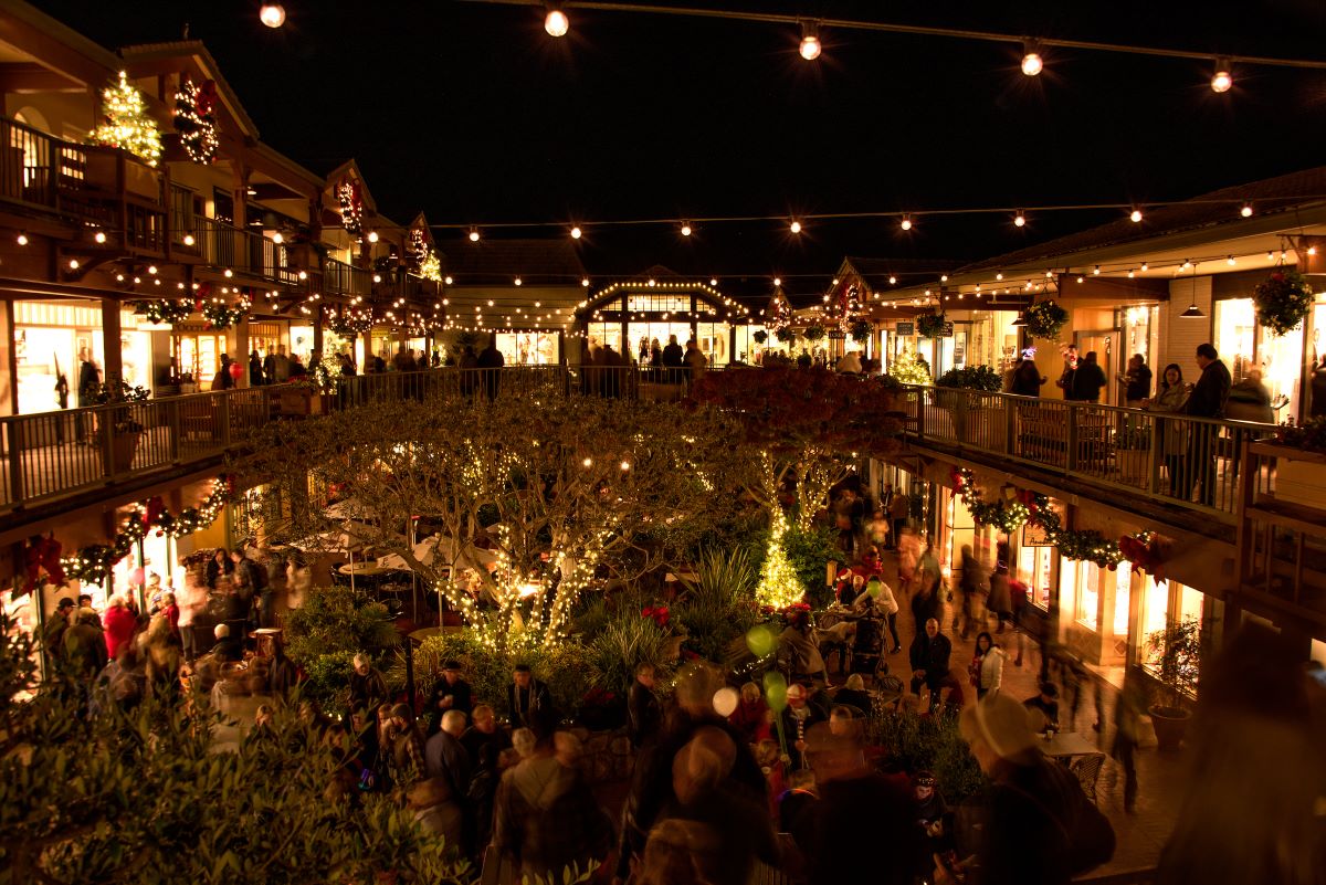 Christmas decorations in Carmel, CA.