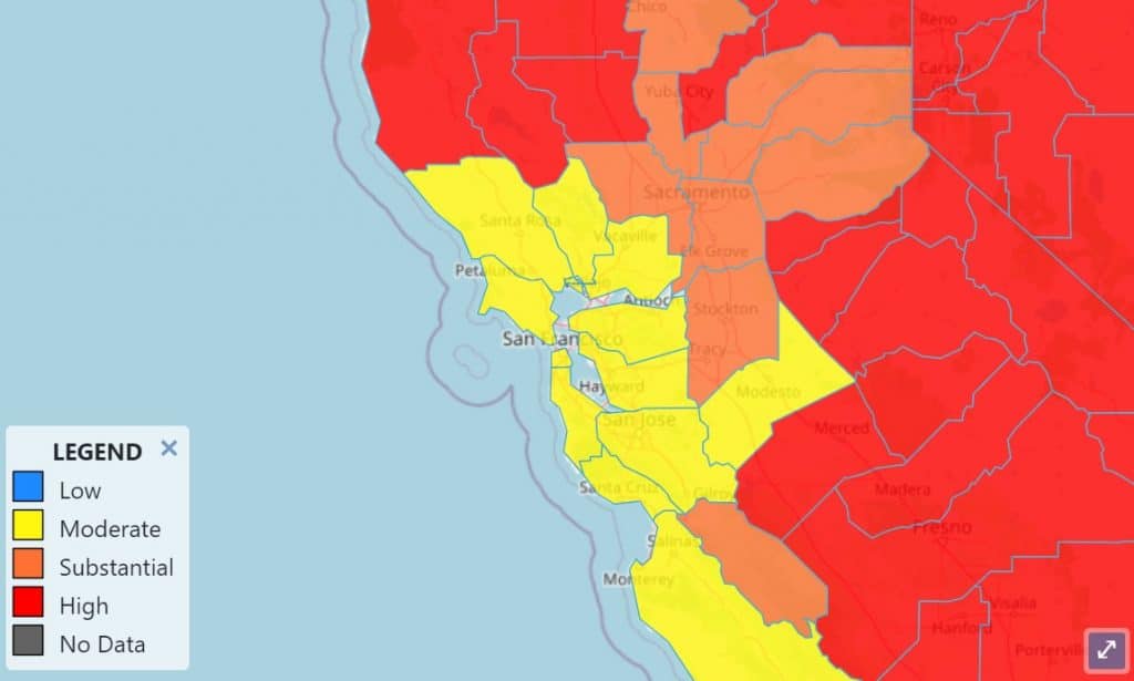 All Bay Area Counties Are Back In CDC's Top Two Tiers For Covid ...