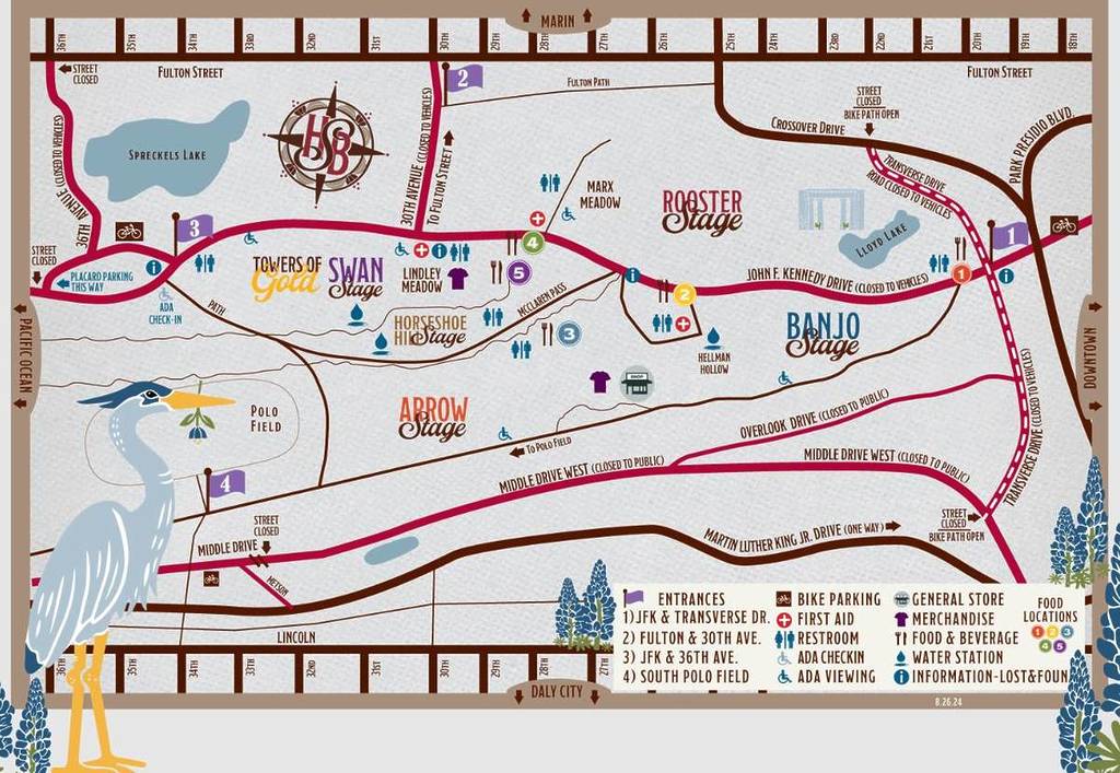 El mapa de Hardly Strictly Bluegrass 2024