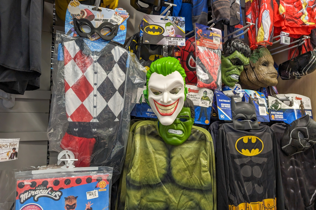 Halloween costume store aisle