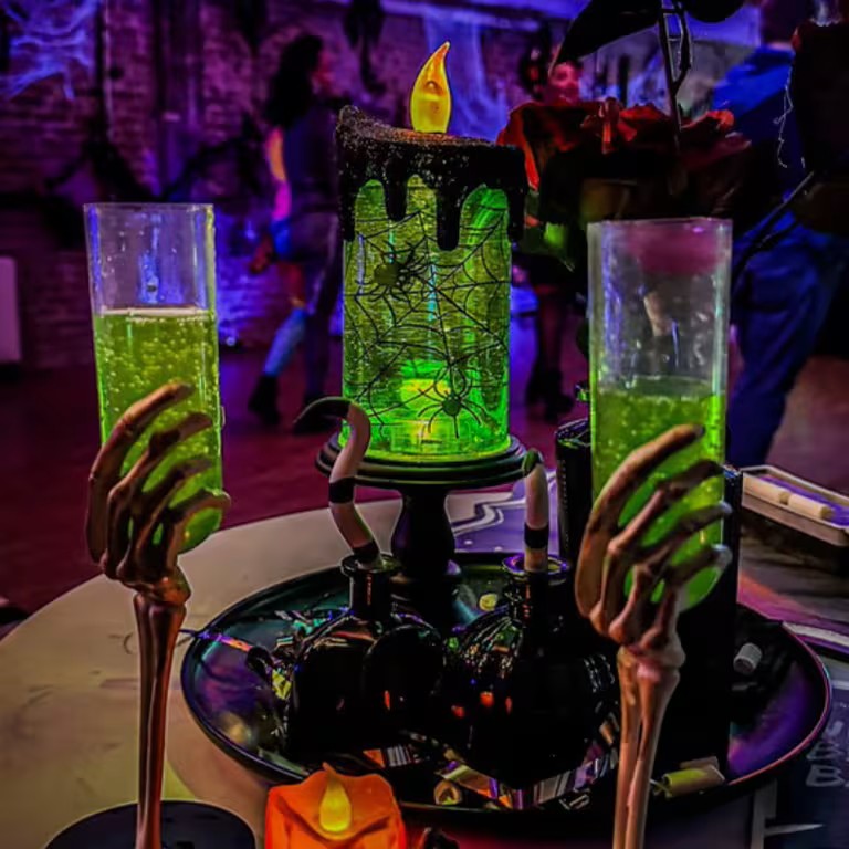 Green drinks and Halloween decor at The Nightmare Bar