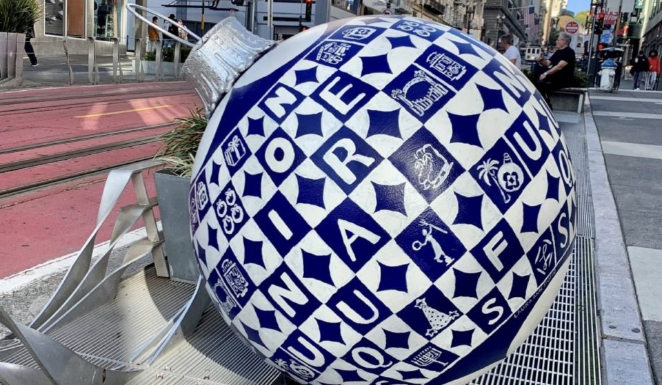 Oversized Holiday Ornaments Adorn SF’s Powell Street