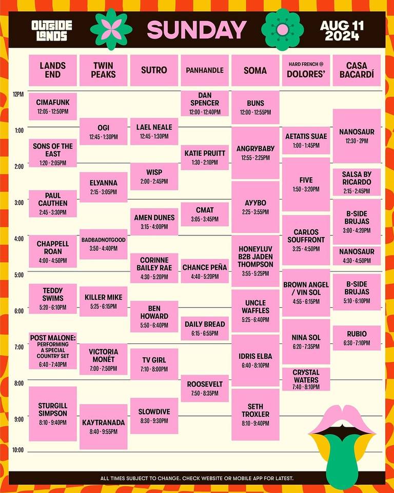  Outside Lands 2024 Map, Lineup, Schedule, And Details Illustration 