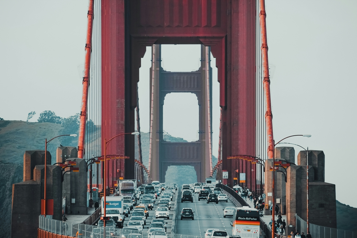golden gate bridge with cars