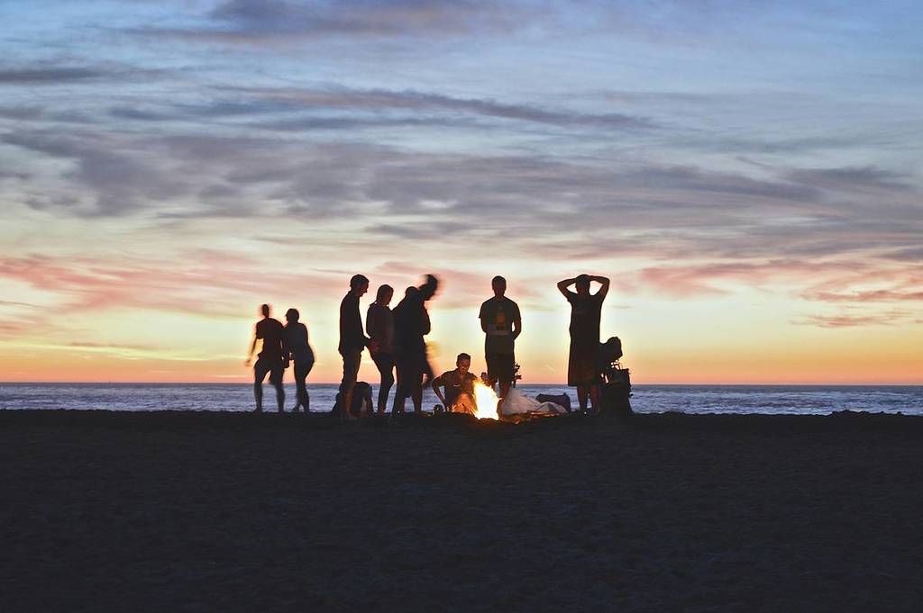 bonfire at ocean beach in SF