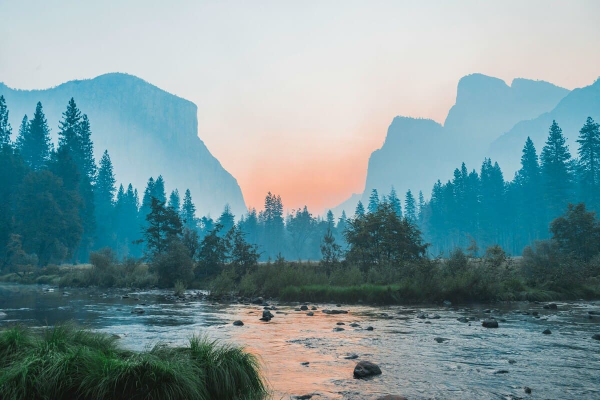 Sunset in Yosemite Valley.