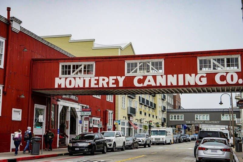 Red canning building at Cannery Row in Monterey