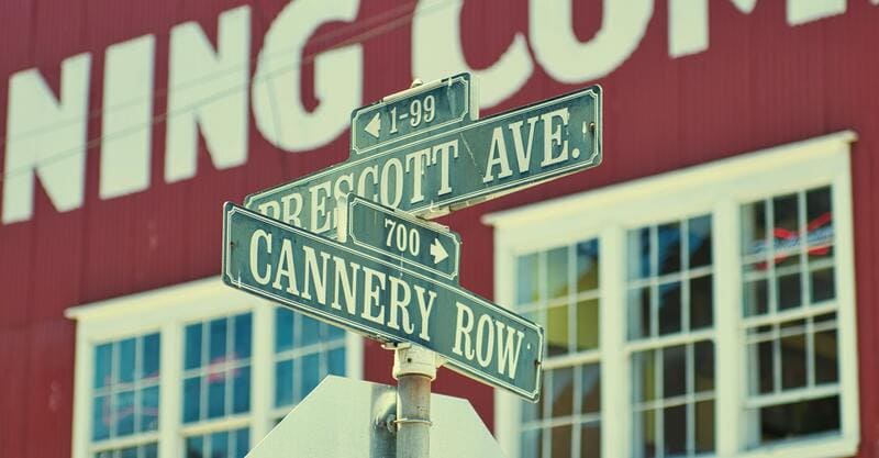 Street sign at Cannery Row in Monterey, CA.
