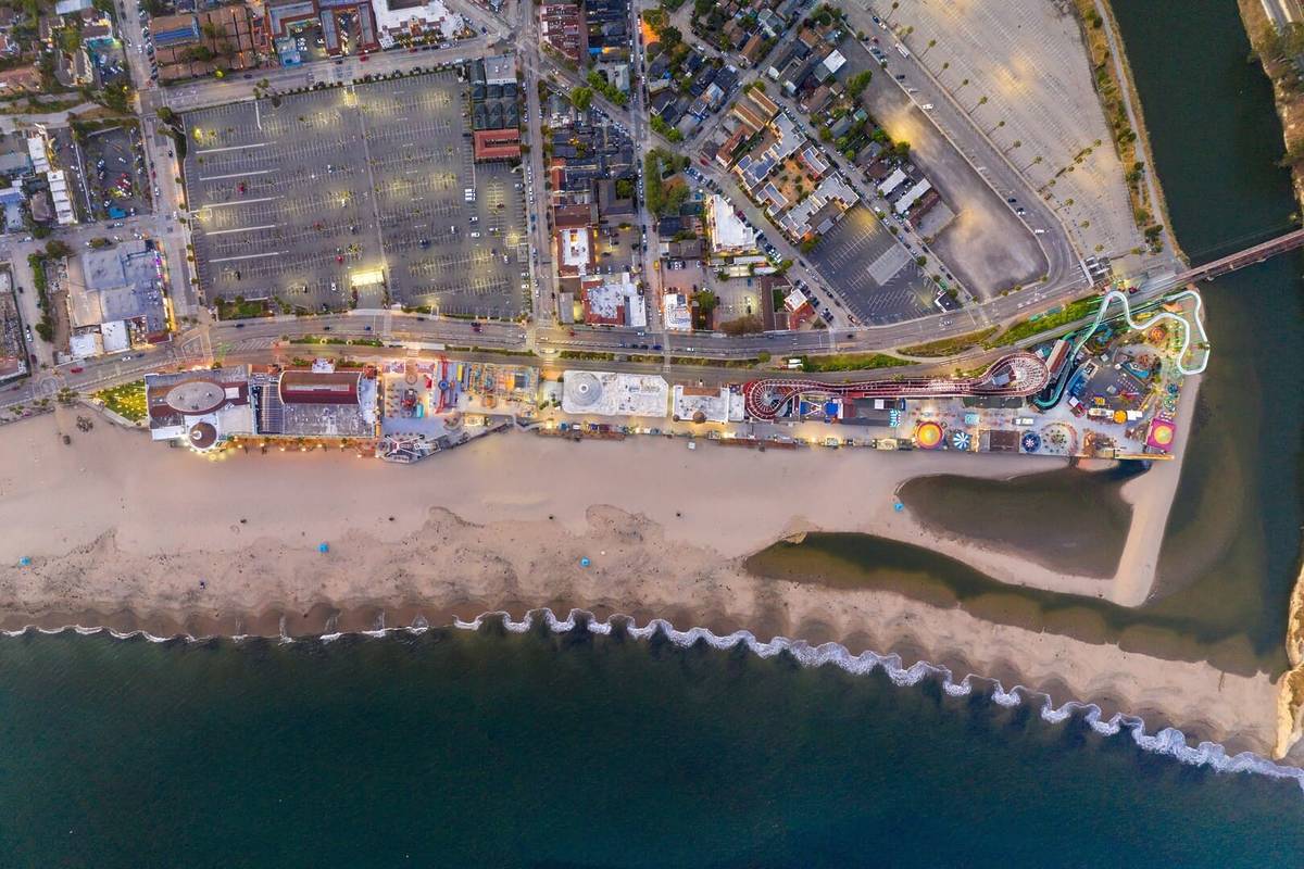Santa Cruz Beach Boardwalk photographed from above.