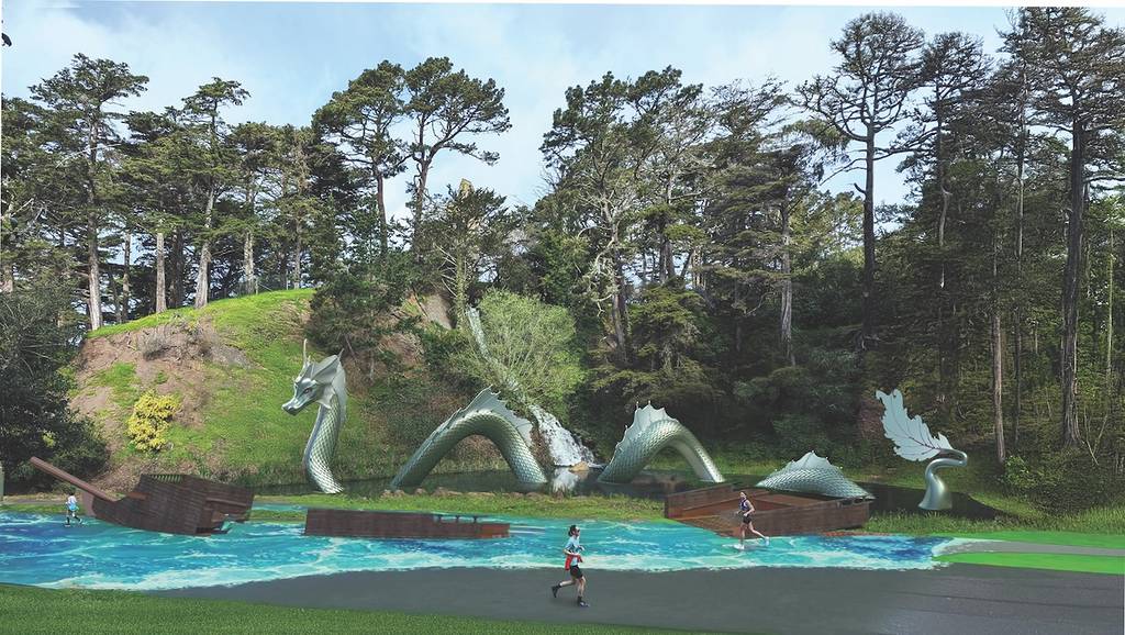 Representación de una escultura en el parque Golden Gate