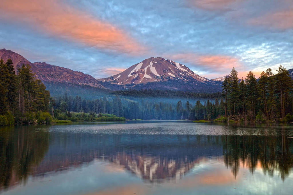 Lassen Peak at sunset in Lassen National Park, CA