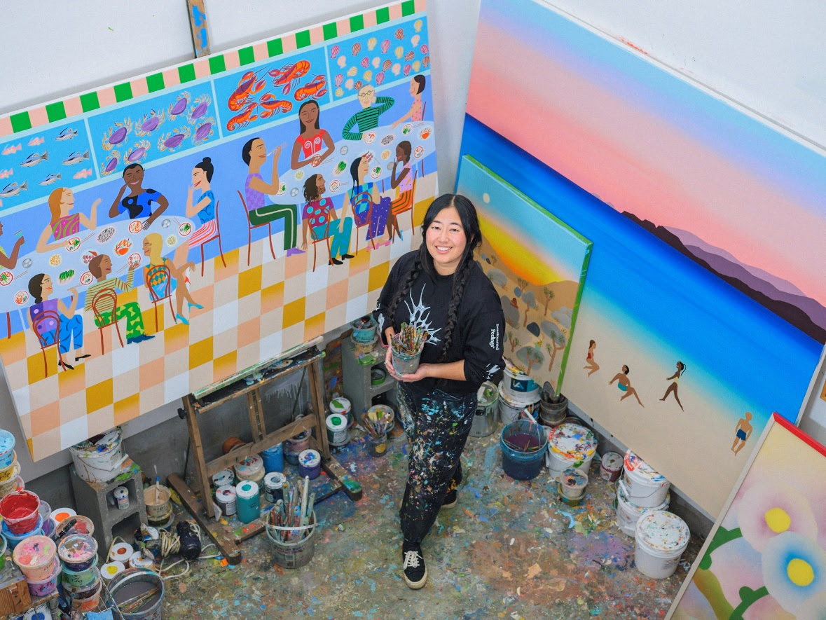 an artist in her studio