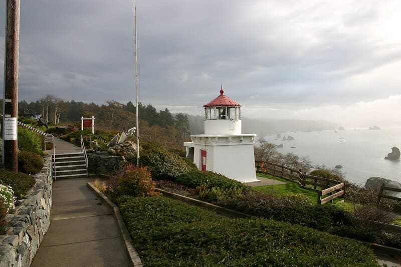 Historic lighthouse on the coast in Trinidad, CA