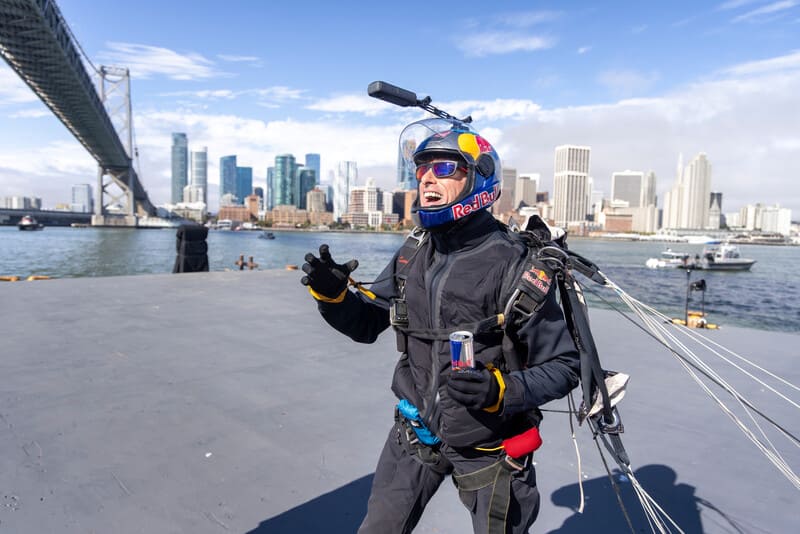 Sean McCormac after landing on a barge in the SF Bay.