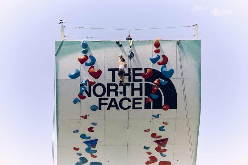 A climber competes at the North Face Climb Festival
