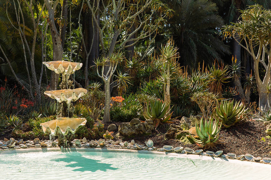 a garden near a pool at Lotusland in California