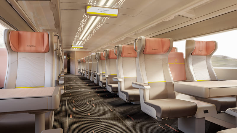 Brightline West train interior rendering.