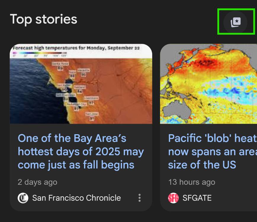 Preferred sources screenshot