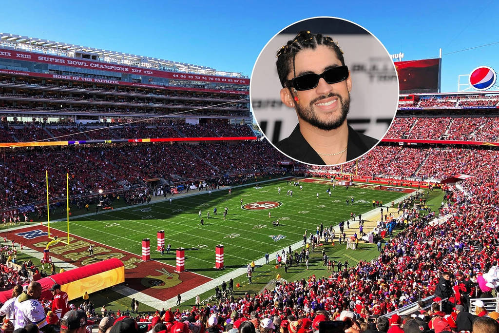 Levi's stadium in santa clara and a picture of bad Bunny