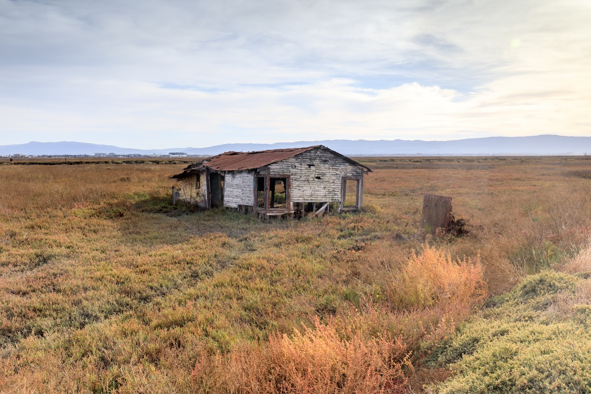 Abandoned building at Drawbridge, the last remaining ghost town in San Francisco Bay Area