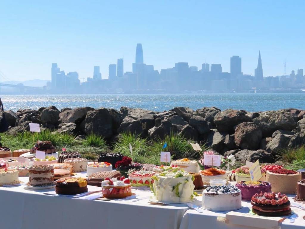 Cakes in front of the SF skyline