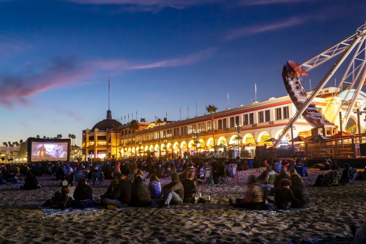Summer movie night at the Santa Cruz Beach Boardwalk.