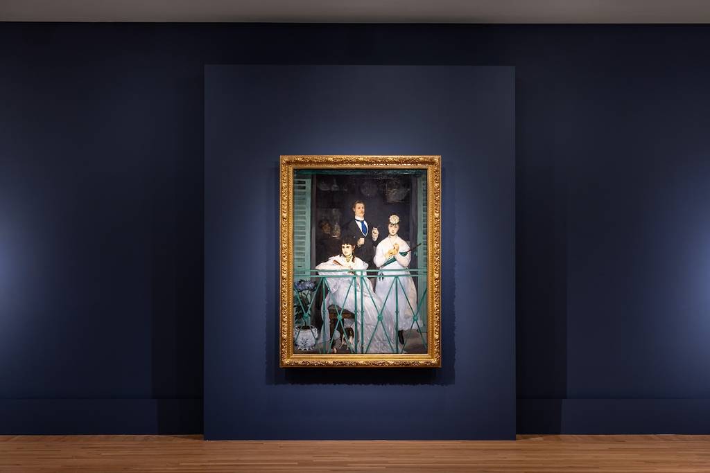 a painting in a dark room