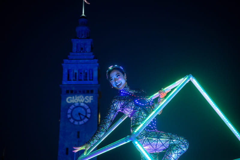 A performer at Let's Glow SF