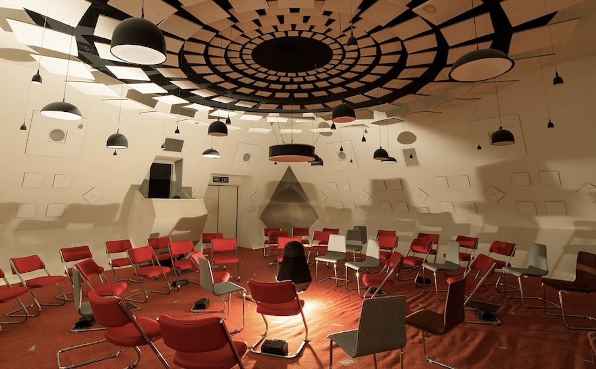 Interior of Audium, chairs in a circle in a theater