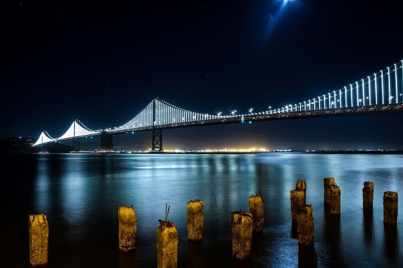 Bay Lights at night in San Francisco