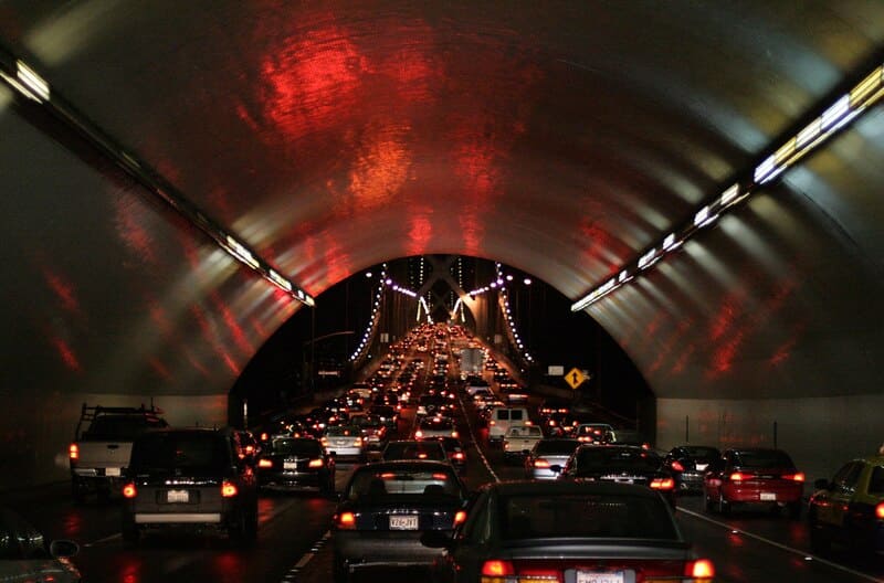 Yerba Buena Tunnel at night