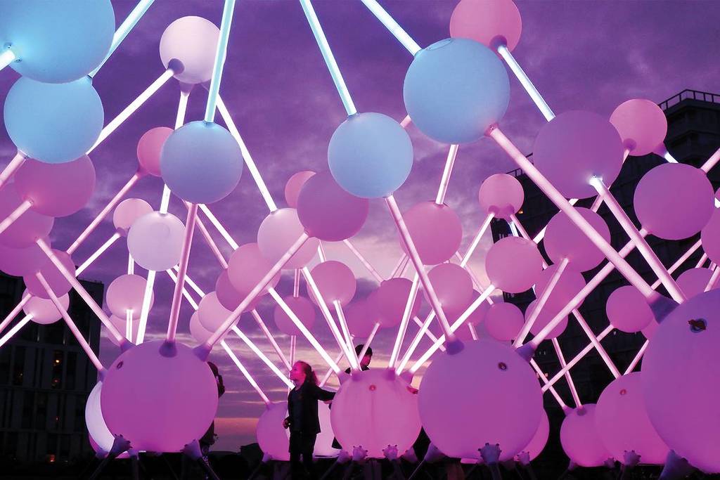 a lighted art installation