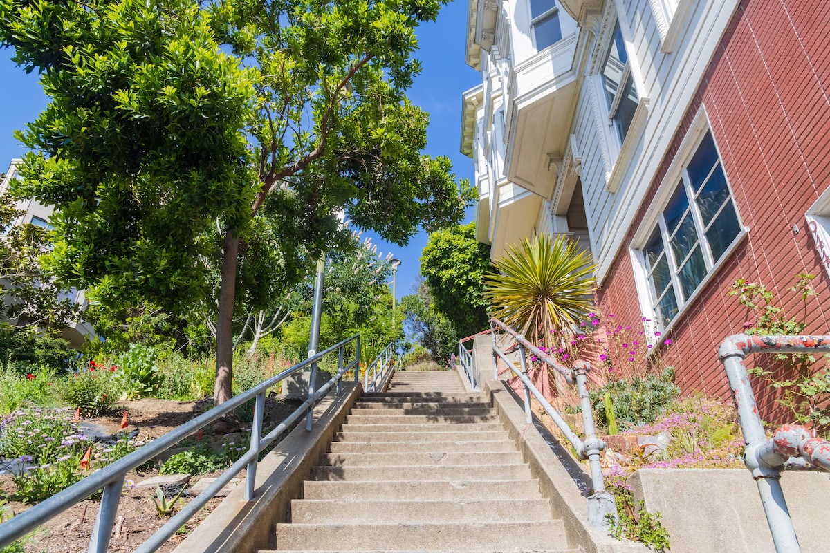 Beautiful landscape around the Ina Coolbrith Park at California
