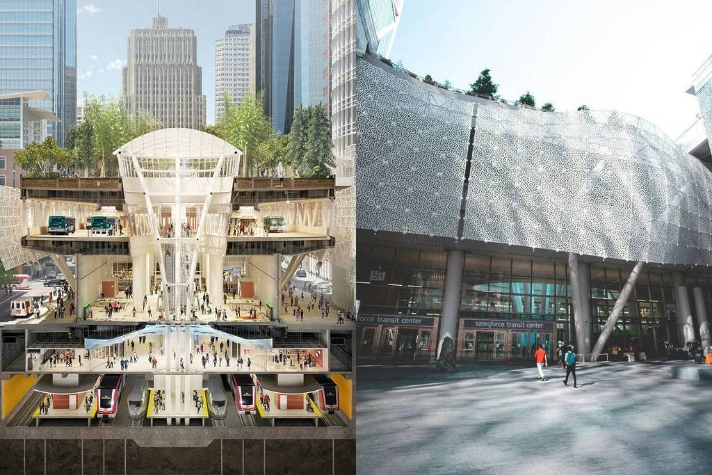 The Portal and Salesforce Transit Center cross section.